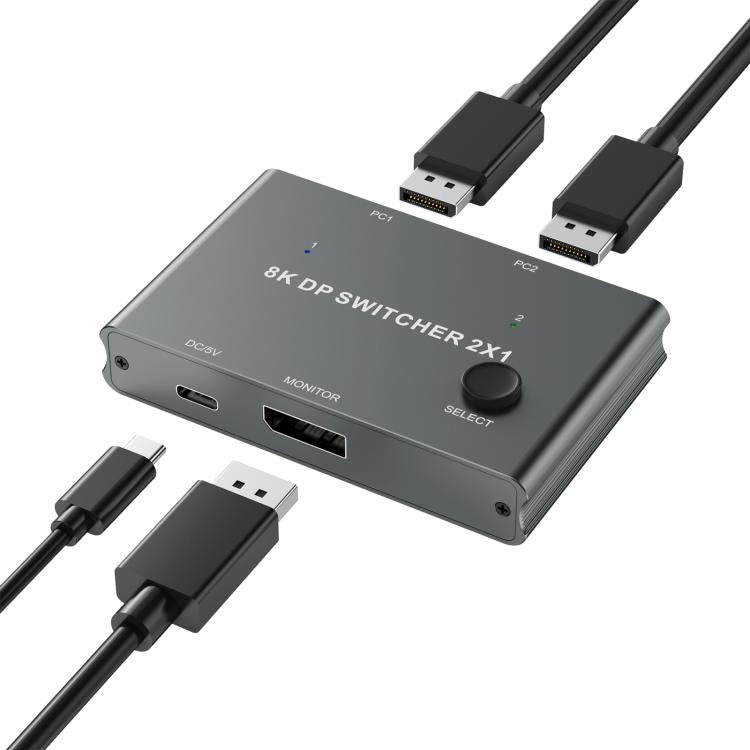 DisplayPort Switch 8K 30Hz HD Splitter For Computer Screen, DP201 2 In 1 Out, DP301 3 In 1 Out