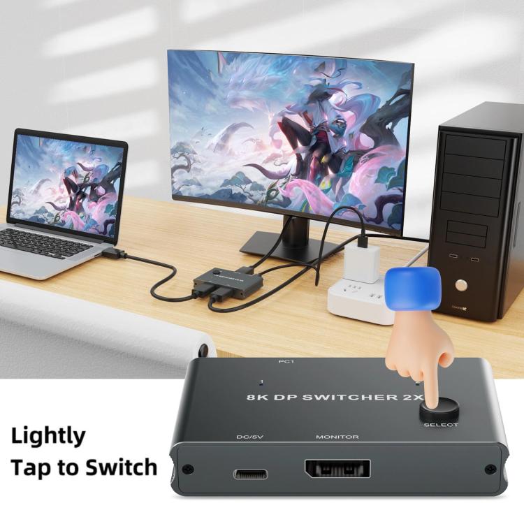 DisplayPort Switch 8K 30Hz HD Splitter For Computer Screen, DP201 2 In 1 Out, DP301 3 In 1 Out