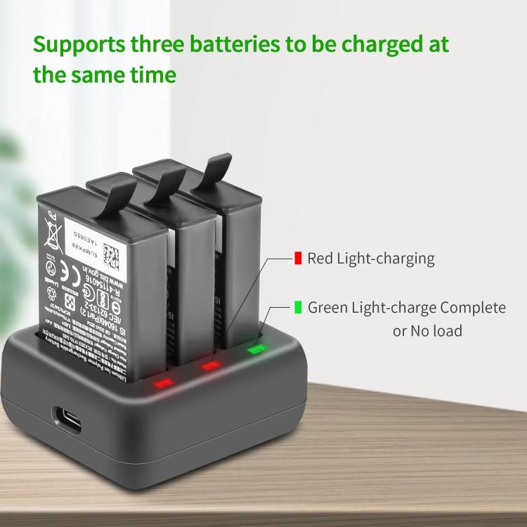 For DJI Osmo Action 4/Action 3 YX 3-Slot Battery Charger Hub Compact Charging Station, 5V 3A Tri-Slot Batteries Charger
