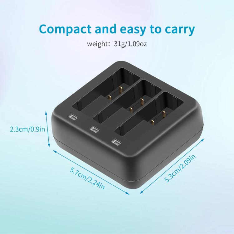 For DJI Osmo Action 4/Action 3 YX 3-Slot Battery Charger Hub Compact Charging Station, 5V 3A Tri-Slot Batteries Charger