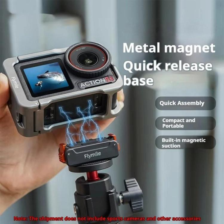 For DJI Osmo Action 5 Pro /4/3 Flymile Magnetic Quick Release Base With 1/4-inch Screw & 2-claw Interface