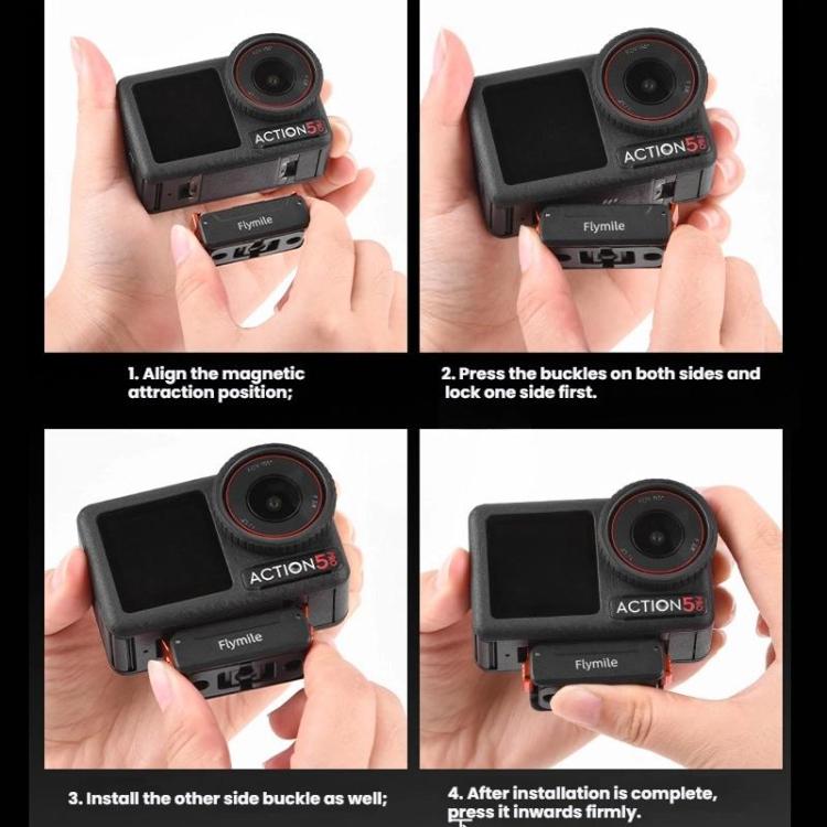 For DJI Osmo Action 5 Pro /4/3 Flymile Magnetic Quick Release Base With 1/4-inch Screw & 2-claw Interface