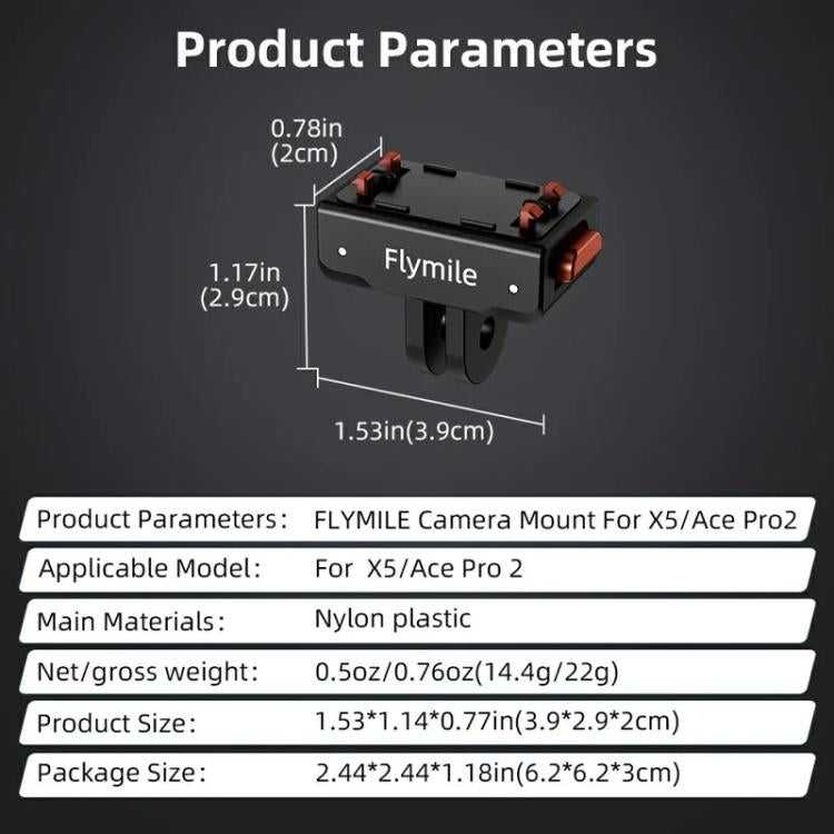 Flymile Plastic Magnetic Quick-Release Base For Insta360 Ace Pro 2/X5/X4/X3/X2/Ace Pro/Ace, 2-claw