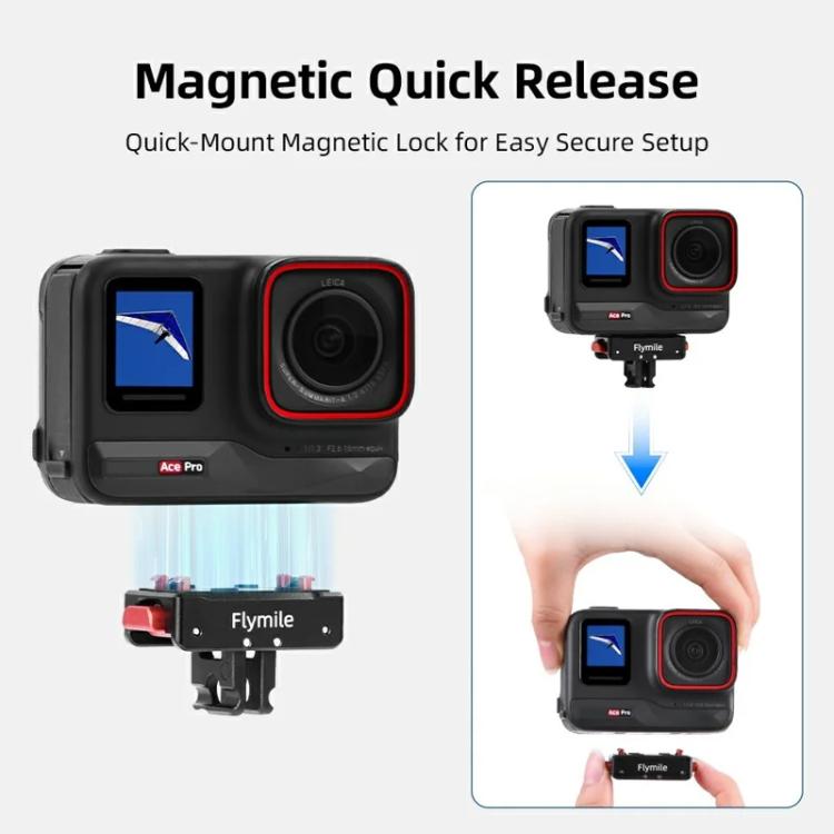 Flymile Magnetic Quick-Release Base 1/4 Inch Thread Foldable Extension Kit for Insta360 Ace Pro 2/Ace Pro/Ace/X5/X4/X3/X2, 1/4 Inch Thread Foldable Kit