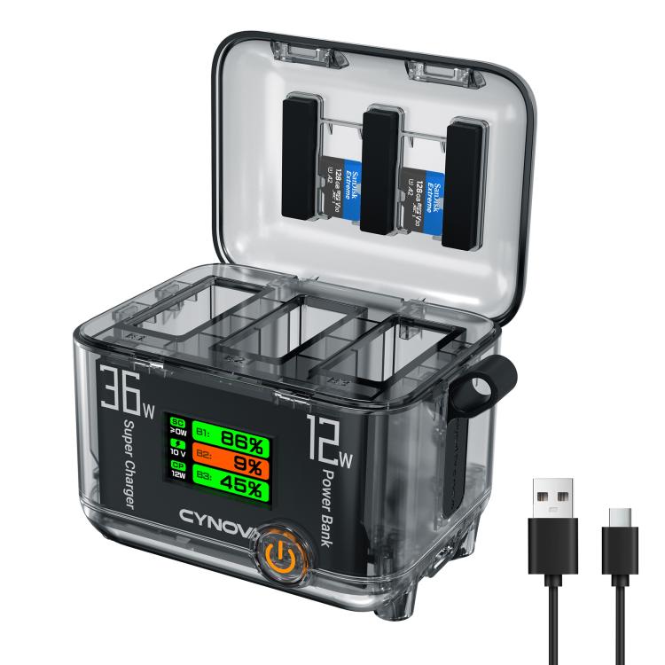 CYNOVA Fast Charging Hub for DJI Osmo 360/Action 5 Pro/4/3 With 1.14 inch TFT LCD Display, Charging Hub