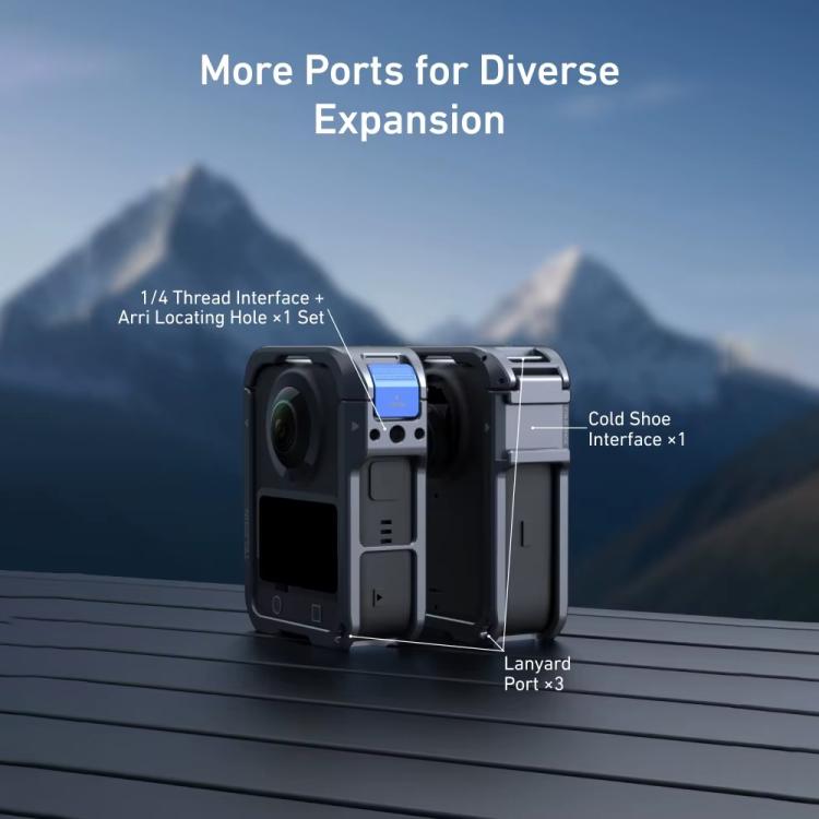 For DJI Osmo 360 TELESIN Aluminum Alloy Protective Cage Expansion Frame with Lens Cover, Aluminum Alloy Cage
