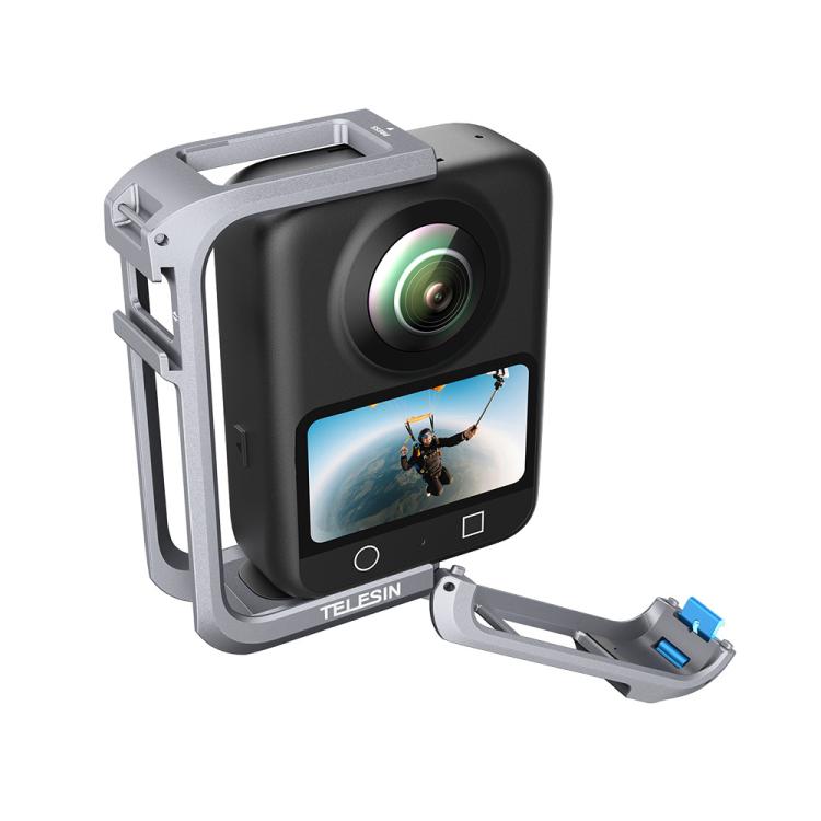 For DJI Osmo 360 TELESIN Aluminum Alloy Protective Cage Expansion Frame with Lens Cover, Aluminum Alloy Cage