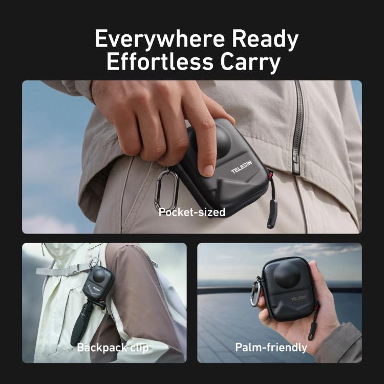 PU Carrying Case for DJI Osmo 360 Camera Protective Pouch with Carabiner Clip