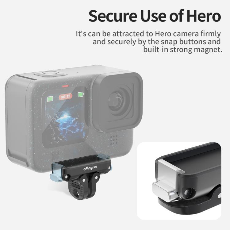 aMagisn Magnetic Quick Release Adapter for GoPro HERO13/12/11/10/9/8/11 Mini/MAX, 2-in-1 Kit, Separate Top Mount Plate, Separate Base Unit