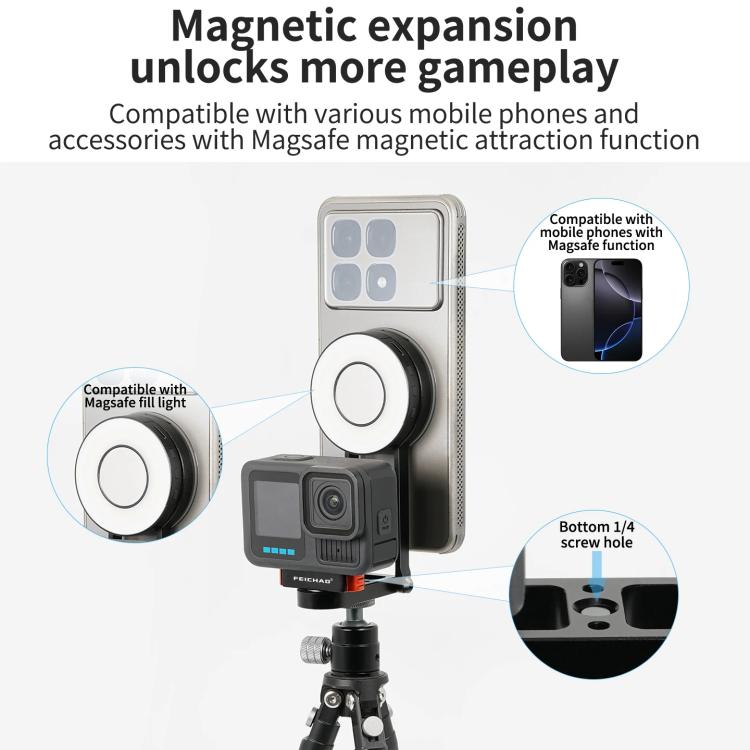 Multifunctional Magnetic Quick Release Base Bracket Expansion, For Insta360 Go 3 / 3S, For Go Pro HERO13 Black, For DJI Action 5 Pro / 4 / 3 / 2, For 1/4 Screw Hole