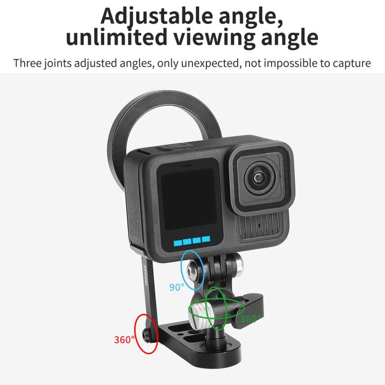 Magnetic Bracket Base Bracket Expansion, One Click Clamping For 3 Card, 1/4 Snail Ball Head, For 2 Card Action Camera