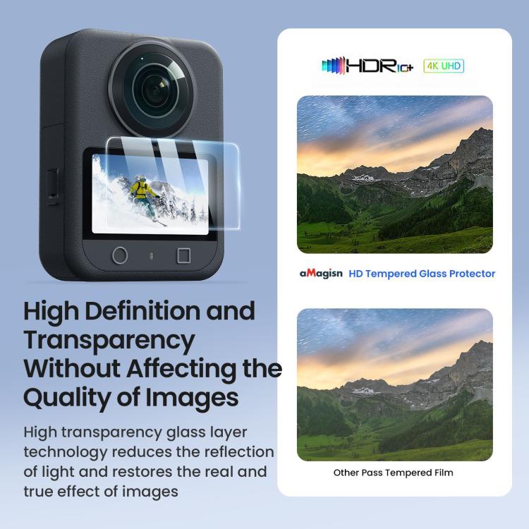 For DJI Osmo 360 Camera AMagisn HD Tempered Glass Screen Protector, 1 Set, 2 Sets