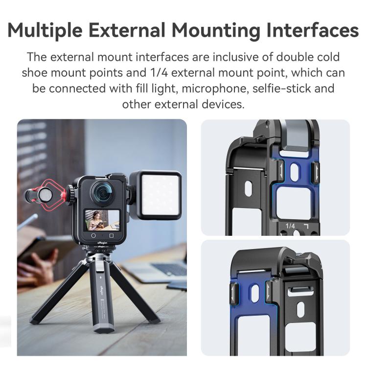 For DJI Osmo 360 AMagisn Quick-Release Metal Cage With Dual/Single Lens Caps Camera Mount Rig