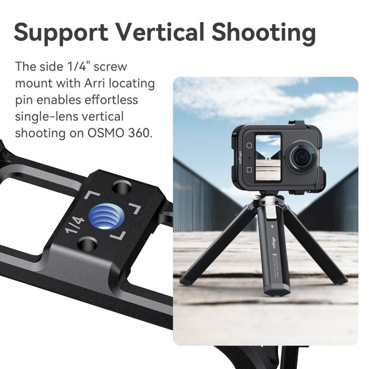 For DJI Osmo 360 AMagisn Quick-Release Metal Cage With Dual/Single Lens Caps Camera Mount Rig