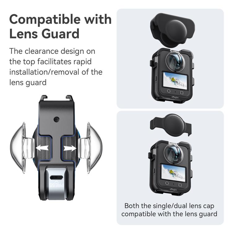 For DJI Osmo 360 AMagisn Quick-Release Metal Cage With Dual/Single Lens Caps Camera Mount Rig