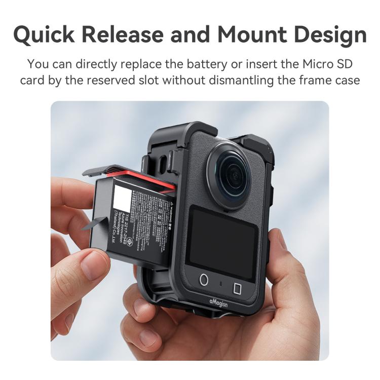 For DJI Osmo 360 AMagisn Quick-Release Metal Cage With Dual/Single Lens Caps Camera Mount Rig