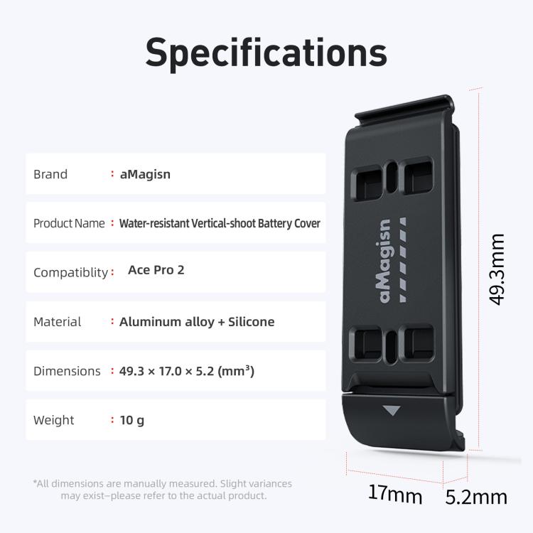 For Insta360 Ace Pro 2 aMagisn Water-resistant Vertical Shooting Battery Side Cover Compatible with Quick-Release Adapters