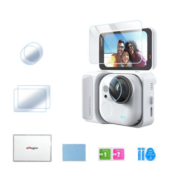 For Insta360 GO Ultra aMagisn Tempered Glass Screen Protector Camera Lens Film, 1 Set, 2 Sets
