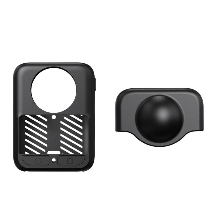 For DJI Osmo 360 Silicone Case Anti-Scratch Shock-Absorbing Dustproof Cover, Black, With Lens Cap