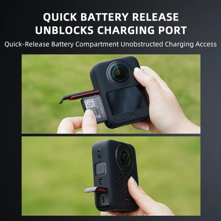 For DJI Osmo 360 Silicone Case Anti-Scratch Shock-Absorbing Dustproof Cover, Black, With Lens Cap