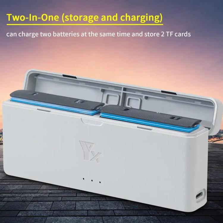For Insta360 X4 YX 2-Slot Intelligent Charger Battery Charging Hub Storage Case, Gray