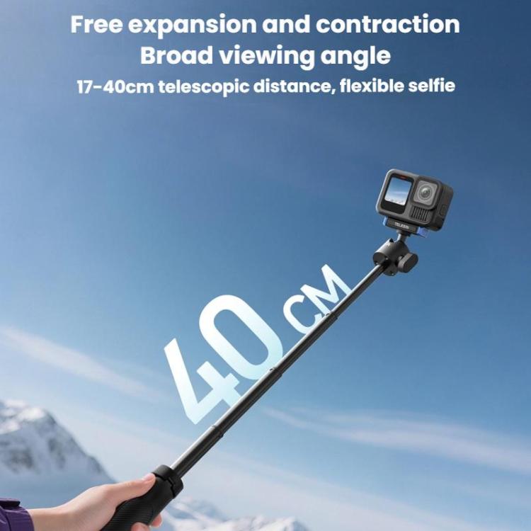 For GoPro HERO13 Black TELESIN S1-MNP-14-TGP 17-40cm Retractable Quick-Release Mini Selfie Stick Handheld Desktop Tripod