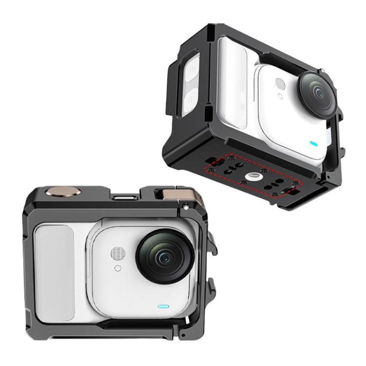 For Insta360 GO Ultra Aluminum Alloy Cage with Dual Cold Shoe Mount Shockproof Protective Frame