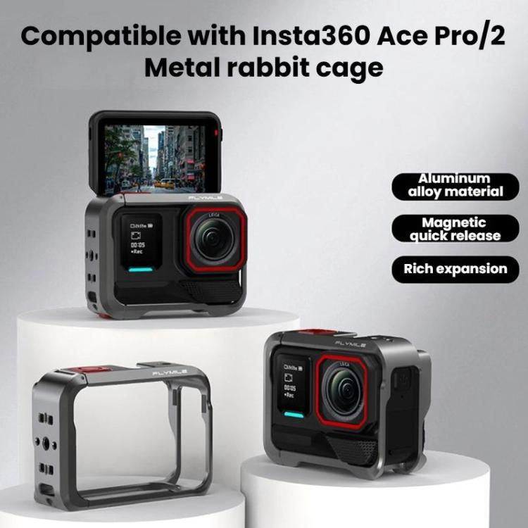 For Insta360 Ace Pro / Ace Pro 2 Flymile Rabbit Cage Metal Protective Frame Extension Action Camera Accessories