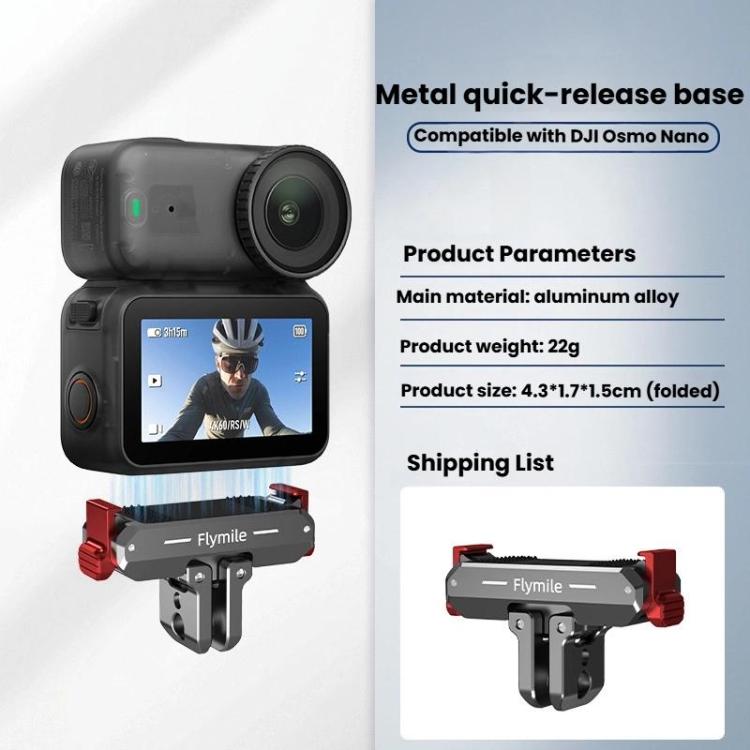For DJI Osmo Nano Flymile Magnetic Quick-Release Base Two-Jaw Foldable Extension Bracket Accessories For Action Cameras