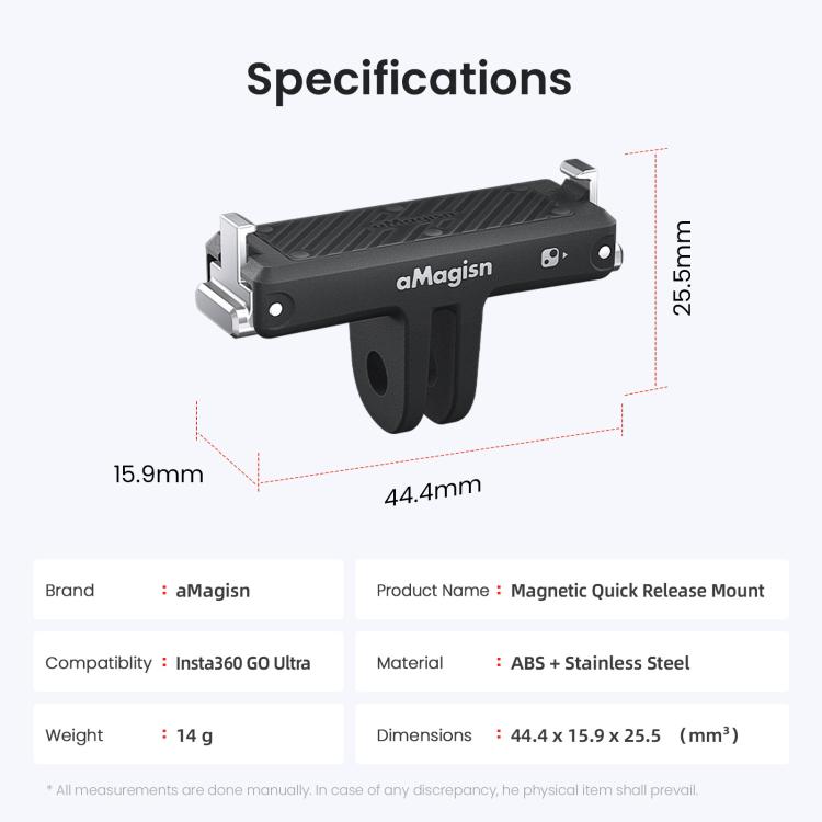 For Insta360 Go Ultra Camera aMagisn Quick Release Magnetic Base Plastic Mount Adapter