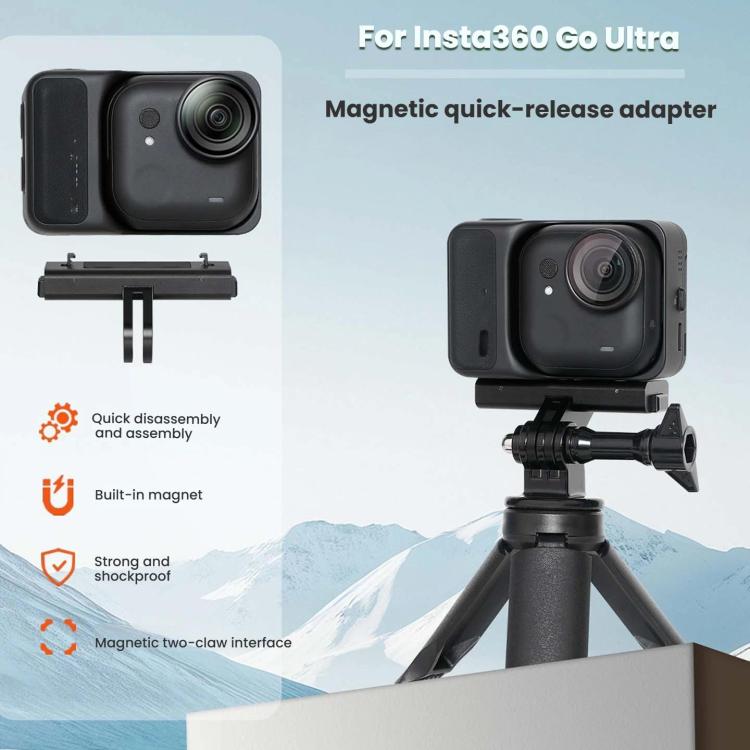 For Insta360 GO Ultra Magnetic Quick-Release Adapter Mount Aluminum Alloy Expandable Accessory