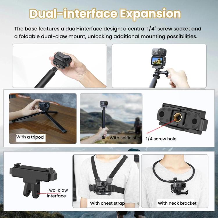 For DJI Osmo Nano Magnetic Quick-Release Adapter Base With 2-Claw & 1/4-Inch Screw Hole