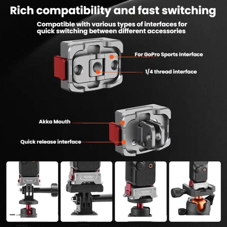 For DJI Osmo Pocket 3 Flymile Dual-Port 1/4" Thread Magnetic Quick-Release Charging Adapter