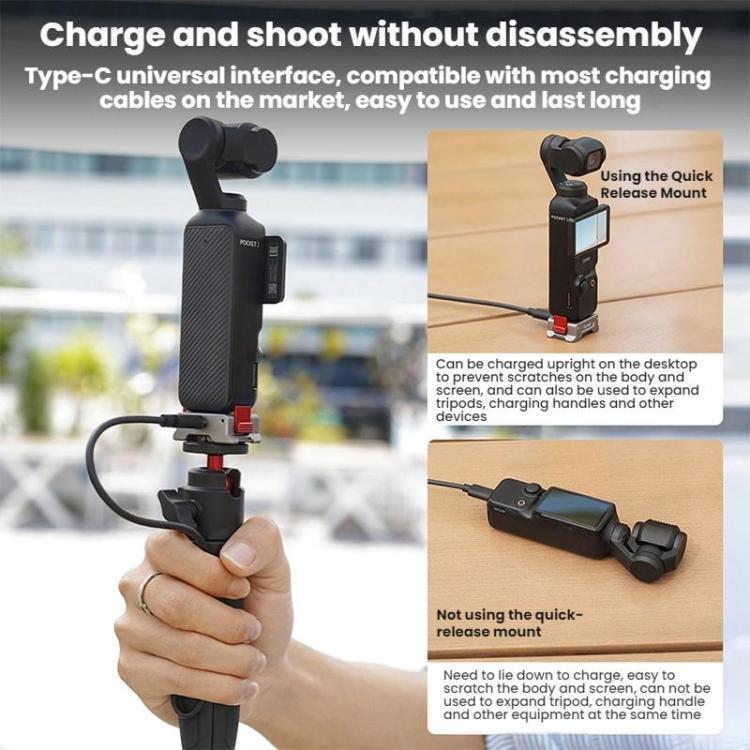 For DJI Osmo Pocket 3 Flymile Dual-Port 1/4" Thread Magnetic Quick-Release Charging Adapter