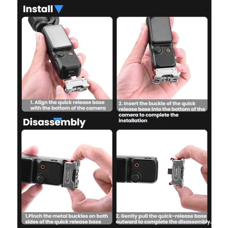 For DJI Osmo Pocket 3 Flymile Dual-Port 1/4" Thread Magnetic Quick-Release Charging Adapter
