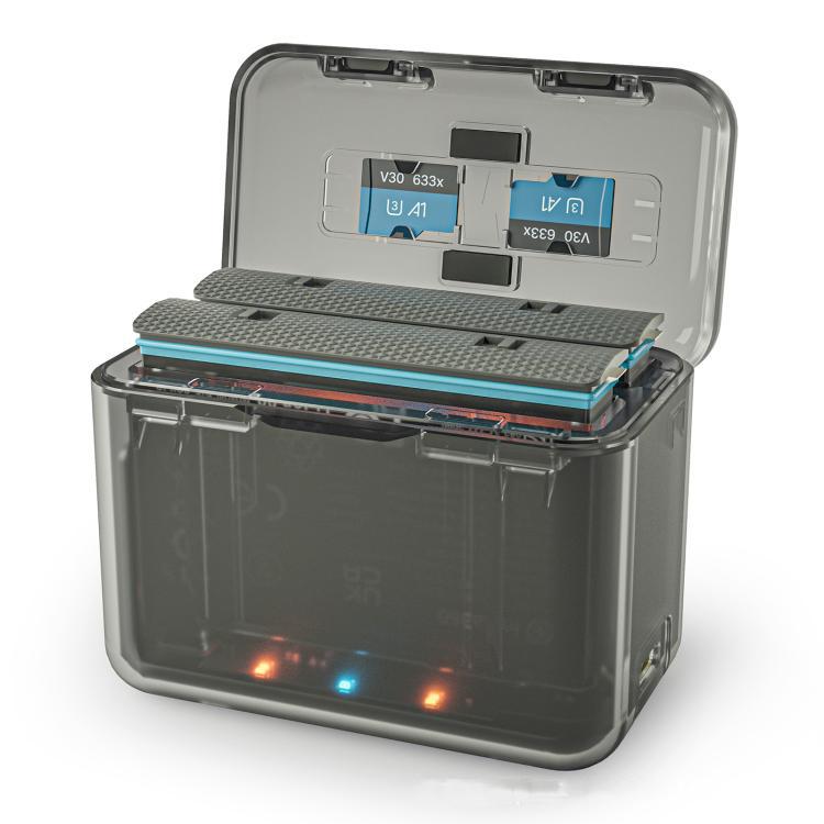 For Insta360 X4 SYMIK Dual-Channel Battery Charger & Storage Case Charging Hub With LED Indicators