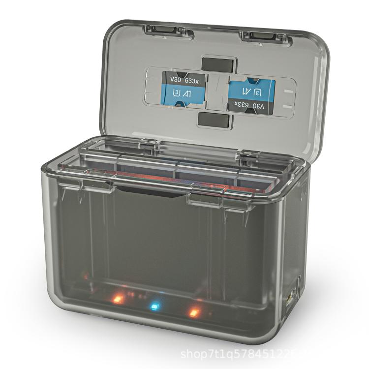 For Insta360 X4 SYMIK Dual-Channel Battery Charger & Storage Case Charging Hub With LED Indicators