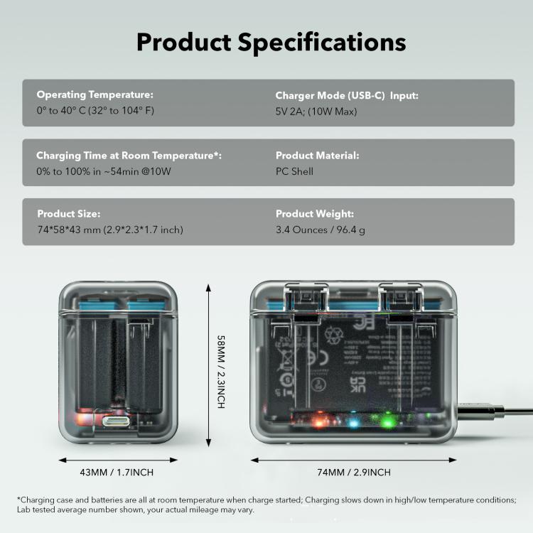 For Insta360 X4 SYMIK Dual-Channel Battery Charger & Storage Case Charging Hub With LED Indicators