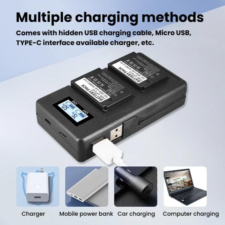 For Canon LP-E12 Dual Battery Digital LCD Charger, LP-E12