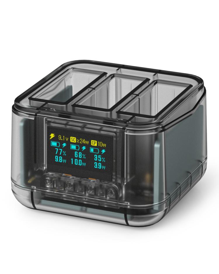 SYMIK Fast Charging Case For DJI Osmo Action 5 Pro / 4 / 3 Three Channel Battery Charger With 0.96-Inch OLED Screen