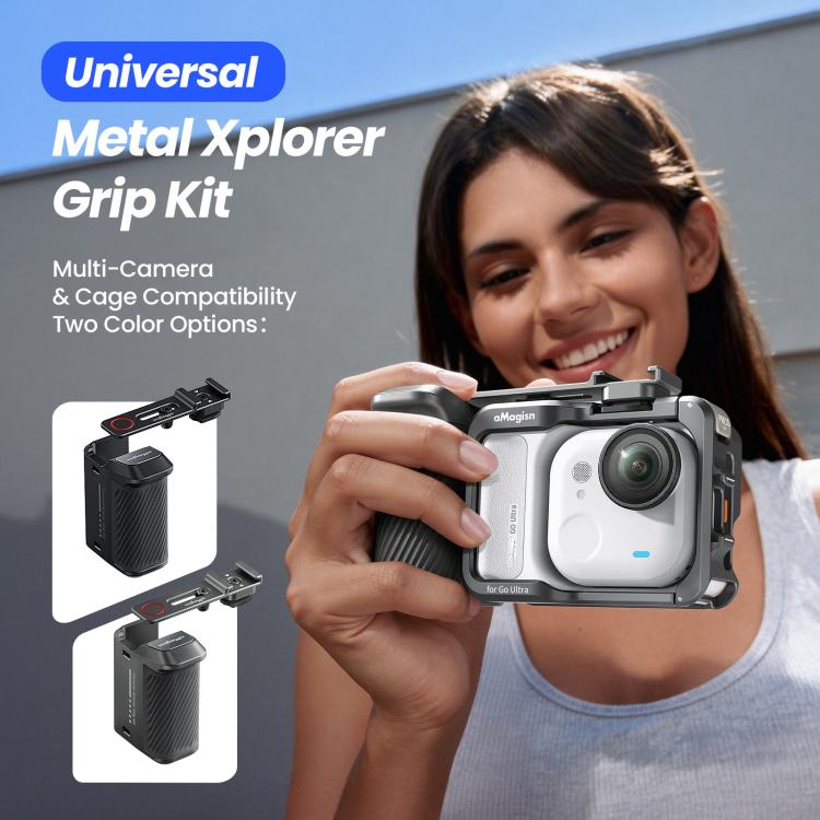 aMagisn Universal Camera Metal Xplorer Grip Kit For DJI Osmo Action/Insta360/GoPro HERO Series