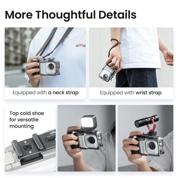 aMagisn Universal Camera Metal Xplorer Grip Kit For DJI Osmo Action/Insta360/GoPro HERO Series