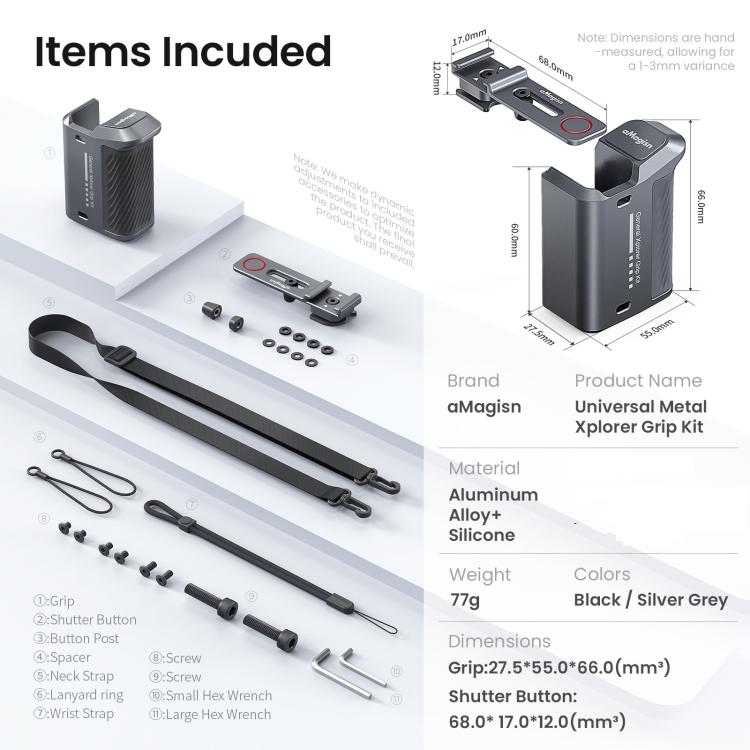 aMagisn Universal Camera Metal Xplorer Grip Kit For DJI Osmo Action/Insta360/GoPro HERO Series