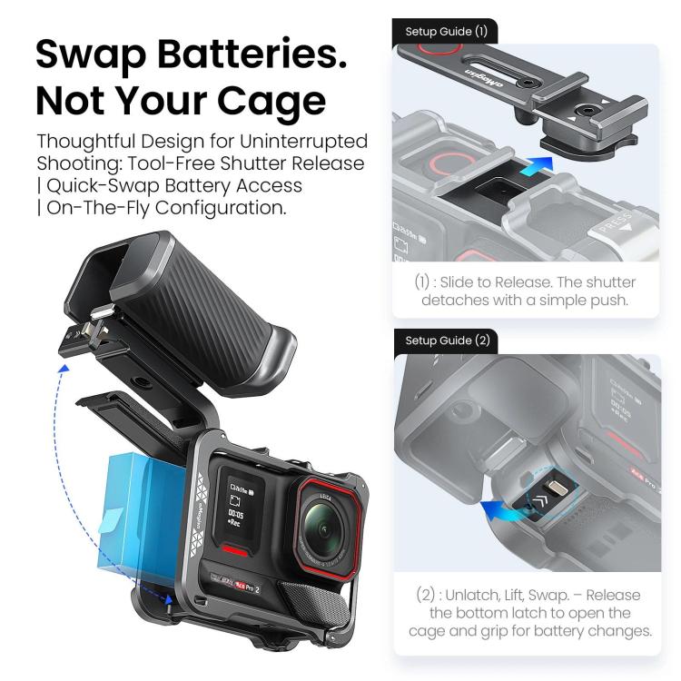 aMagisn Universal Camera Metal Xplorer Grip Kit For DJI Osmo Action/Insta360/GoPro HERO Series