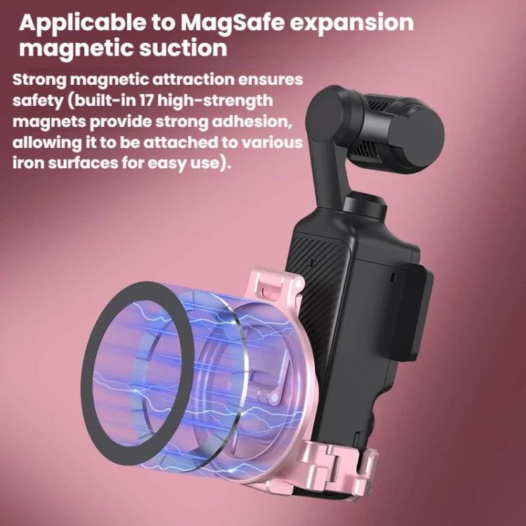 For DJI Osmo Pocket 3 BRDRC Magnetic Expandable Phone Holder Cold Shoe Mount, Pink