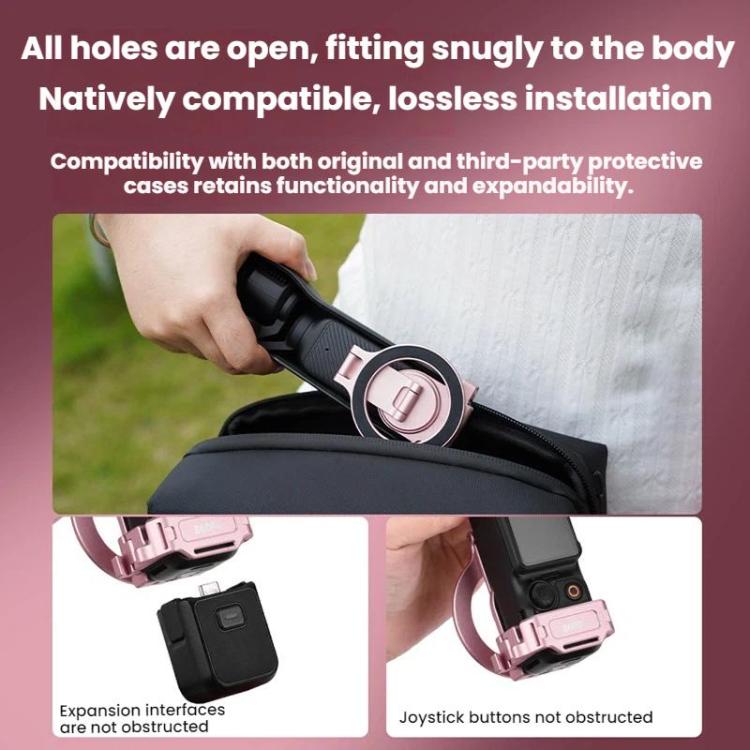 For DJI Osmo Pocket 3 BRDRC Magnetic Expandable Phone Holder Cold Shoe Mount, Pink