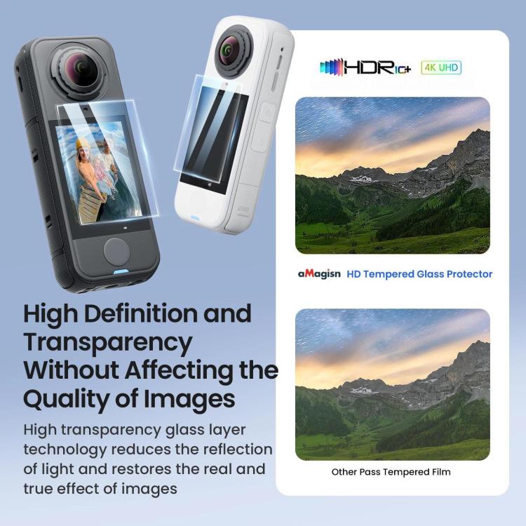 For Insta360 X4 Air aMagisn Tempered Glass Screen Protector HD Anti-Scratch 9H Hardness Lens Film