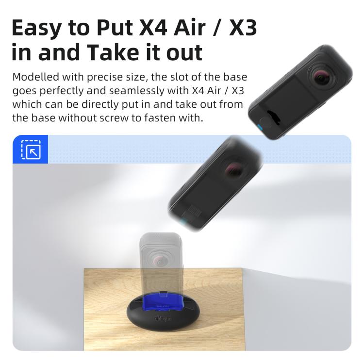 For Insta360 X4 Air/X3 aMagisn Silicone Mount Holder Base Car Dashboard & Desk Stand