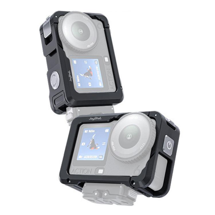 For DJI Osmo Action 6 Joyshot Dual-Open Metal Cage Aluminum Protective Frame with 1/4-inch Screw Holes & Cold Shoe Mount