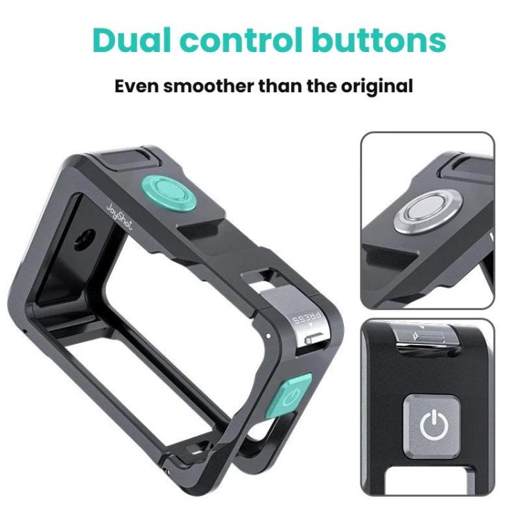 For DJI Osmo Action 6 Joyshot Dual-Open Metal Cage Aluminum Protective Frame with 1/4-inch Screw Holes & Cold Shoe Mount